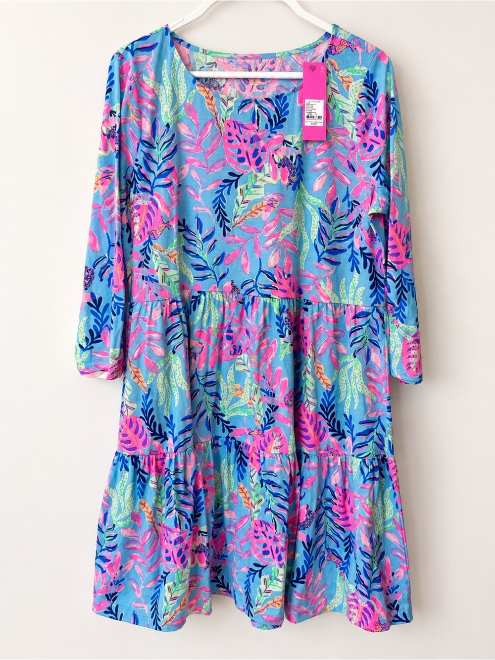 Girls Floral Tiered Dress in Pastel Blue and Pink - Brand